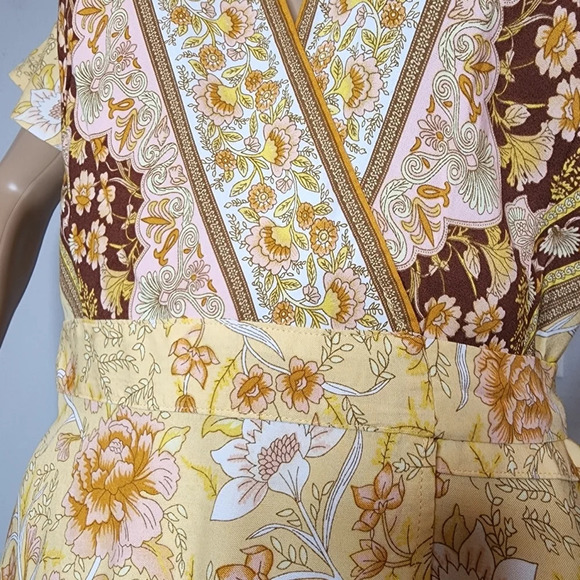 NWT Zesica Wrap Dress Yellow Floral Size Small - Picture 16 of 16